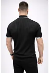 Erkek Fitilli Triko Dokuma Kısa Kol Tişört Yarım Boğaz Modern Yazlık T-shirt - Siyah