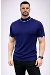 Erkek Fitilli Triko Dokuma Kısa Kol Tişört Yarım Boğaz Modern Yazlık T-shirt - Lacivert Erkek Fitilli Triko Dokuma Kısa Kol Tişört Yarım Boğaz Modern Yazlık T-shirt - Lacivert
