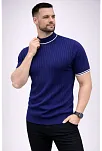 Erkek Fitilli Triko Dokuma Kısa Kol Tişört Yarım Boğaz Modern Yazlık T-shirt - Lacivert Erkek Fitilli Triko Dokuma Kısa Kol Tişört Yarım Boğaz Modern Yazlık T-shirt - Lacivert