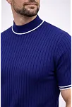 Erkek Fitilli Triko Dokuma Kısa Kol Tişört Yarım Boğaz Modern Yazlık T-shirt - Lacivert Erkek Fitilli Triko Dokuma Kısa Kol Tişört Yarım Boğaz Modern Yazlık T-shirt - Lacivert