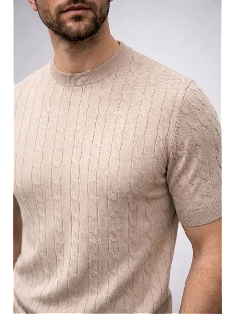 Erkek Yazlık Triko Saç Örgü Tişört Kısa Kol Polo Yaka Fermuarlı T-shirt - Siyah Erkek Yazlık Triko Saç Örgü Tişört Kısa Kol Polo Yaka Fermuarlı T-shirt - Siyah