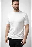 Erkek Yazlık Triko Dokuma Tişört Kısa Kol Bisiklet Yaka Örgü Desenli T-shirt - Beyaz