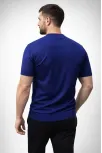 Erkek Yazlık Triko Dokuma Tişört Kısa Kol Bisiklet Yaka Örgü Desenli T-shirt - Lacivert
