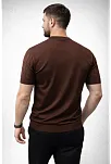 Erkek Yazlık Triko Dokuma Tişört Kısa Kol Bisiklet Yaka Örgü Desenli T-shirt - Kahverengi