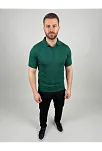 Erkek Yazlık Triko Dokuma Tişört Kısa Kol Polo Yaka T-shirt - Koyu Yeşil