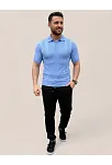 Erkek Yazlık Triko Dokuma Tişört Kısa Kol Polo Yaka T-shirt - Bebek Mavisi