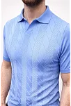Erkek Yazlık Triko Dokuma Tişört Kısa Kol Polo Yaka T-shirt - Bebek Mavisi