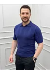 Erkek Yazlık Triko Dokuma Tişört Kısa Kol Polo Yaka T-shirt - Lacivert