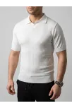 Erkek Yazlık Triko Dokuma Tişört Kısa Kol Polo Yaka T-shirt - Beyaz Erkek Yazlık Triko Dokuma Tişört Kısa Kol Polo Yaka T-shirt - Beyaz