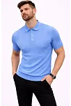 Erkek Yazlık Triko Tişört Kısa Kol Polo Yaka Düğmeli T-shirt - Bebek Mavisi