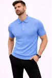 Erkek Yazlık Triko Tişört Kısa Kol Polo Yaka Düğmeli T-shirt - Bebek Mavisi