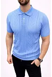 Erkek Yazlık Triko Tişört Kısa Kol Polo Yaka Düğmeli T-shirt - Bebek Mavisi