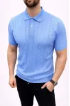 Erkek Yazlık Triko Tişört Kısa Kol Polo Yaka Düğmeli T-shirt - Bebek Mavisi