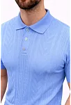 Erkek Yazlık Triko Tişört Kısa Kol Polo Yaka Düğmeli T-shirt - Bebek Mavisi