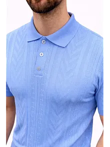 Erkek Yazlık Triko Tişört Kısa Kol Polo Yaka Düğmeli T-shirt - Bebek Mavisi
