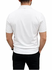 Erkek Yazlık Triko Tişört Kısa Kol Polo Yaka Düğmeli T-shirt - Beyaz