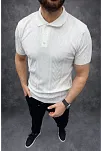 Erkek Yazlık Triko Tişört Kısa Kol Polo Yaka Düğmeli T-shirt - Beyaz