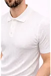 Erkek Yazlık Triko Tişört Kısa Kol Polo Yaka Düğmeli T-shirt - Beyaz