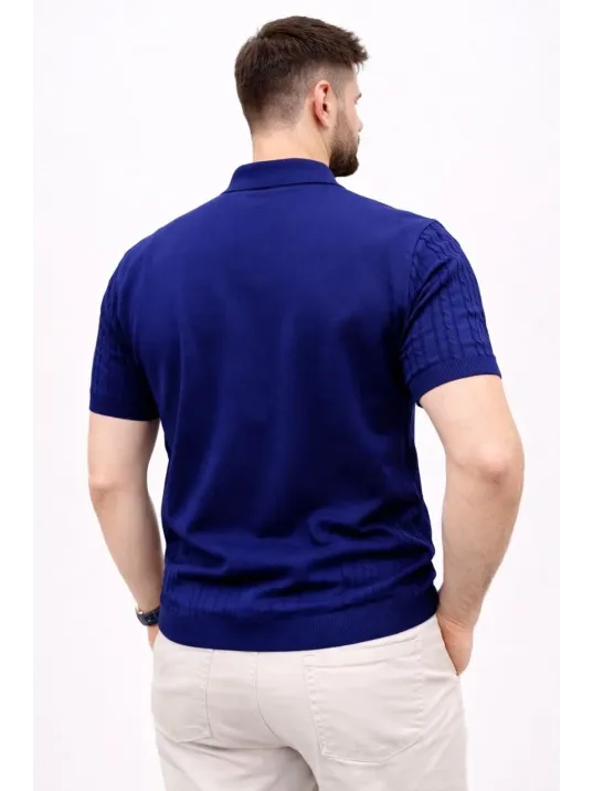 Erkek Yazlık Triko Tişört Kısa Kol Polo Yaka Düğmeli T-shirt - Lacivert Erkek Yazlık Triko Tişört Kısa Kol Polo Yaka Düğmeli T-shirt - Lacivert