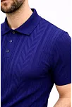 Erkek Yazlık Triko Tişört Kısa Kol Polo Yaka Düğmeli T-shirt - Lacivert