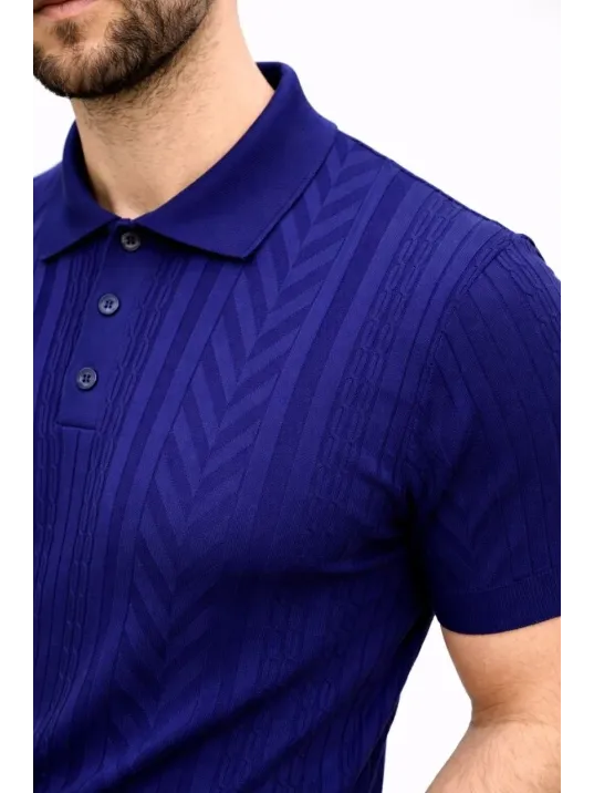 Erkek Yazlık Triko Tişört Kısa Kol Polo Yaka Düğmeli T-shirt - Lacivert Erkek Yazlık Triko Tişört Kısa Kol Polo Yaka Düğmeli T-shirt - Lacivert