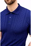 Erkek Yazlık Triko Tişört Kısa Kol Polo Yaka Düğmeli T-shirt - Lacivert