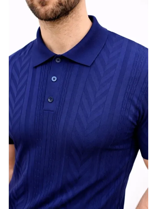 Erkek Yazlık Triko Tişört Kısa Kol Polo Yaka Düğmeli T-shirt - Lacivert Erkek Yazlık Triko Tişört Kısa Kol Polo Yaka Düğmeli T-shirt - Lacivert