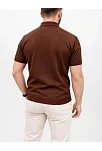 Erkek Yazlık Triko Tişört Kısa Kol Polo Yaka Düğmeli T-shirt - Kahverengi