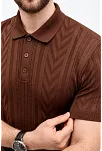 Erkek Yazlık Triko Tişört Kısa Kol Polo Yaka Düğmeli T-shirt - Kahverengi