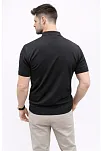 Erkek Yazlık Triko Tişört Kısa Kol Polo Yaka Düğmeli T-shirt - Siyah