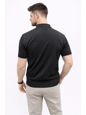 Erkek Yazlık Triko Tişört Kısa Kol Polo Yaka Düğmeli T-shirt - Siyah Erkek Yazlık Triko Tişört Kısa Kol Polo Yaka Düğmeli T-shirt - Siyah