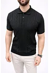 Erkek Yazlık Triko Tişört Kısa Kol Polo Yaka Düğmeli T-shirt - Siyah