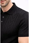 Erkek Yazlık Triko Tişört Kısa Kol Polo Yaka Düğmeli T-shirt - Siyah