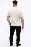 Erkek Yazlık Triko Tişört Kısa Kol Polo Yaka Düğmeli T-shirt - Krem