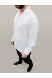 Erkek Aerobin Kumaş Oversize 4 Mevsim Uzun Kollu Rahat Kalıp Gömlek - Beyaz Erkek Aerobin Kumaş Oversize 4 Mevsim Uzun Kollu Rahat Kalıp Gömlek - Beyaz