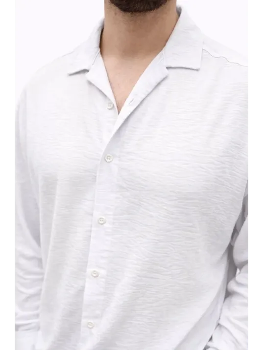 Erkek Aerobin Kumaş Oversize 4 Mevsim Uzun Kollu Rahat Kalıp Gömlek - Beyaz Erkek Aerobin Kumaş Oversize 4 Mevsim Uzun Kollu Rahat Kalıp Gömlek - Beyaz