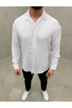 Erkek Aerobin Kumaş Oversize 4 Mevsim Uzun Kollu Rahat Kalıp Gömlek - Beyaz Erkek Aerobin Kumaş Oversize 4 Mevsim Uzun Kollu Rahat Kalıp Gömlek - Beyaz