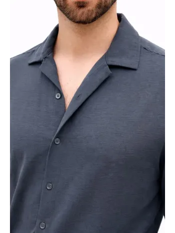 Erkek Aerobin Kumaş Oversize 4 Mevsim Uzun Kollu Rahat Kalıp Gömlek - Füme Erkek Aerobin Kumaş Oversize 4 Mevsim Uzun Kollu Rahat Kalıp Gömlek - Füme