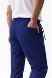 Erkek Keten Cepli Pantolon Lastikli Bel Bağcıklı Önden Fermuarlı - İndigo