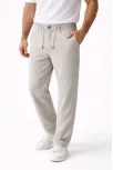 Erkek Keten Cepli Pantolon Lastikli Bel Bağcıklı Önden Fermuarlı - Gri