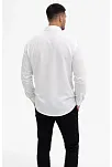 Erkek Keten Kumaş Oversize Uzun Kollu Rahat Kalıp Gömlek - Beyaz