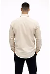 Erkek Keten Kumaş Oversize Uzun Kollu Rahat Kalıp Gömlek - Bej