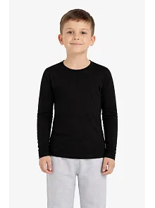 Erkek Çocuk Basic Uzun Kollu Tişört Okul Günlük Rahat T-shirt - Siyah Erkek Çocuk Basic Uzun Kollu Tişört Okul Günlük Rahat T-shirt - Siyah