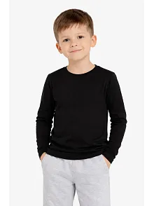 Erkek Çocuk Basic Uzun Kollu Tişört Okul Günlük Rahat T-shirt - Siyah