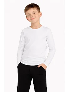Erkek Çocuk Basic Uzun Kollu Tişört Okul Günlük Rahat T-shirt - Beyaz