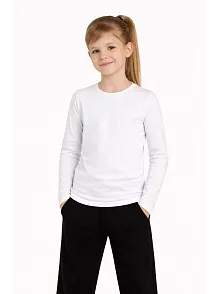 Kız Çocuk Basic Uzun Kollu Tişört Okul Günlük Rahat T-shirt - Beyaz Kız Çocuk Basic Uzun Kollu Tişört Okul Günlük Rahat T-shirt - Beyaz