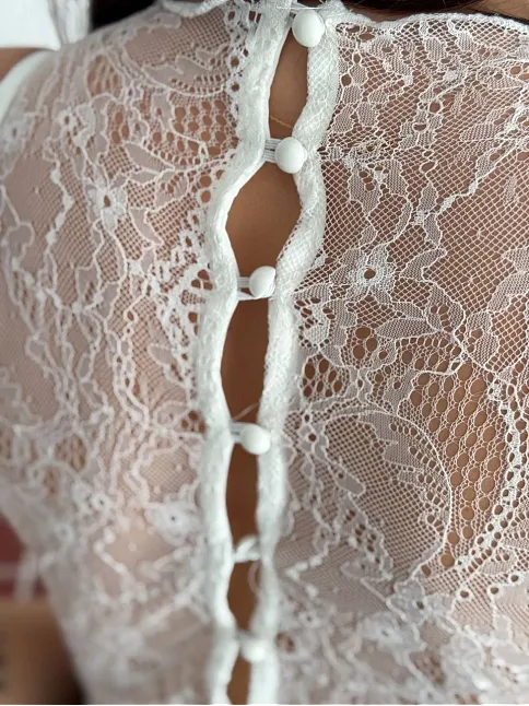Kadın Dantel Detaylı Derin Dekolte Body Şık Kolsuz Yazlık Bodysuit - Beyaz Kadın Dantel Detaylı Derin Dekolte Body Şık Kolsuz Yazlık Bodysuit - Beyaz