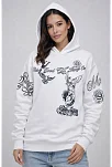Kadın 3 İplik Pamuklu Kapüşonlu Baskılı Sweatshirt Hoodie - Beyaz Kadın 3 İplik Pamuklu Kapüşonlu Baskılı Sweatshirt Hoodie - Beyaz