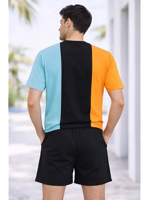 Erkek Nakışlı Tişört Şort İkili Takım Oversize Yazlık Kombin - Çok Renkli Erkek Nakışlı Tişört Şort İkili Takım Oversize Yazlık Kombin - Çok Renkli