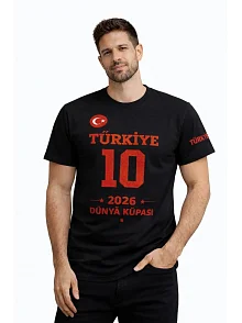 Erkek Türkiye Baskılı Tişört 2026 Dünya Kupası Taraftar Forma T-shirt - Siyah Erkek Türkiye Baskılı Tişört 2026 Dünya Kupası Taraftar Forma T-shirt - Siyah